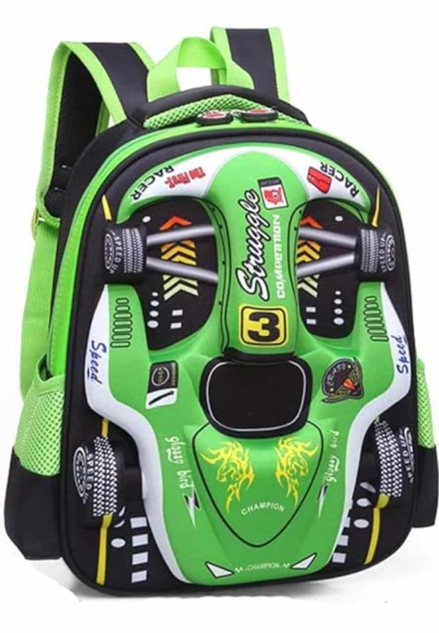 Kids Racing Car Nylon Backpack | Lightweight School Bag for Boys & Girls | Durable Travel & Casual Backpack