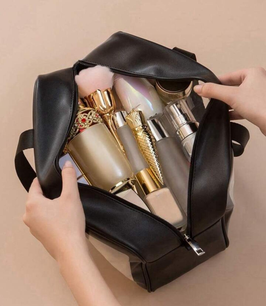 Premium PVC Waterproof Washbag ? Portable Clear Toiletry & Makeup Kit Organizer Bag with Top Handle