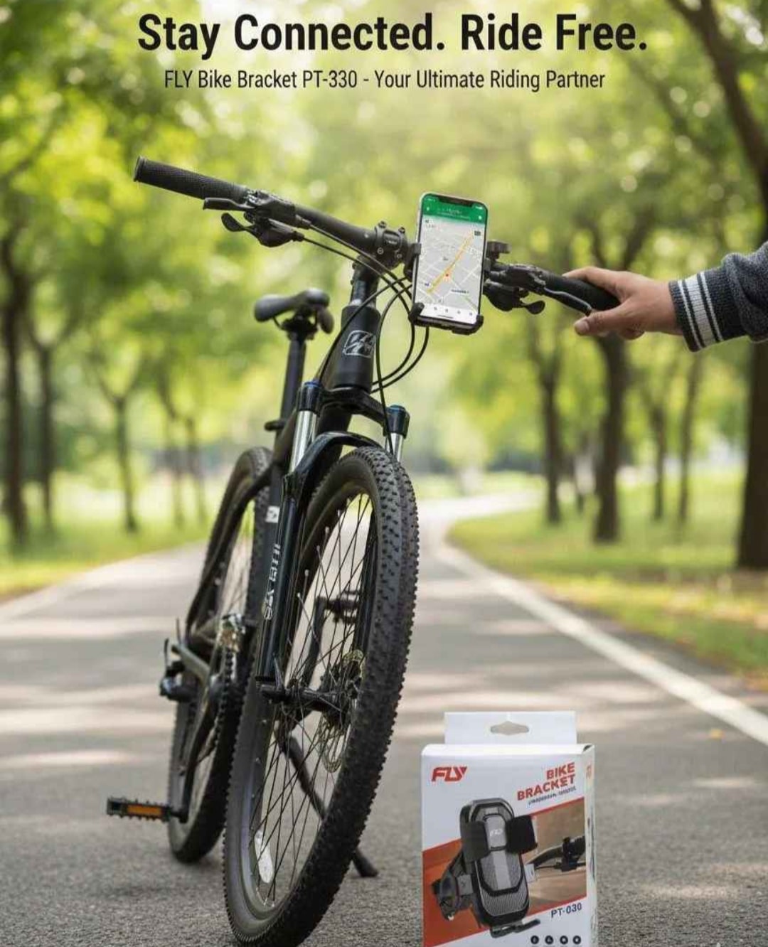 FLY Universal Mechanical Bike & Motorcycle Phone Mount ? 360? Adjustable Handlebar Bracket for Bicycles, Scooters & E-Bikes