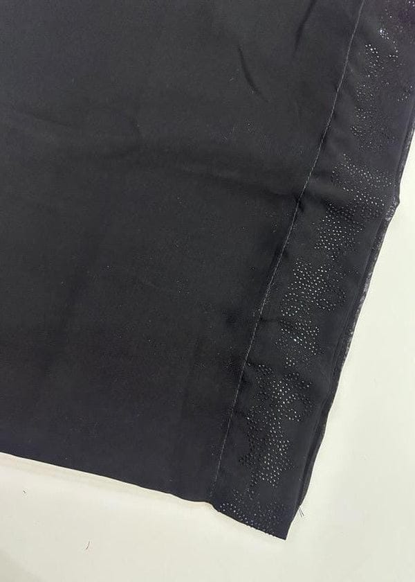 Premium Black Chiffon Dupatta with One Side Stone Work ? Elegant Formal Wear for Women ? Soft & Lightweight Fabric