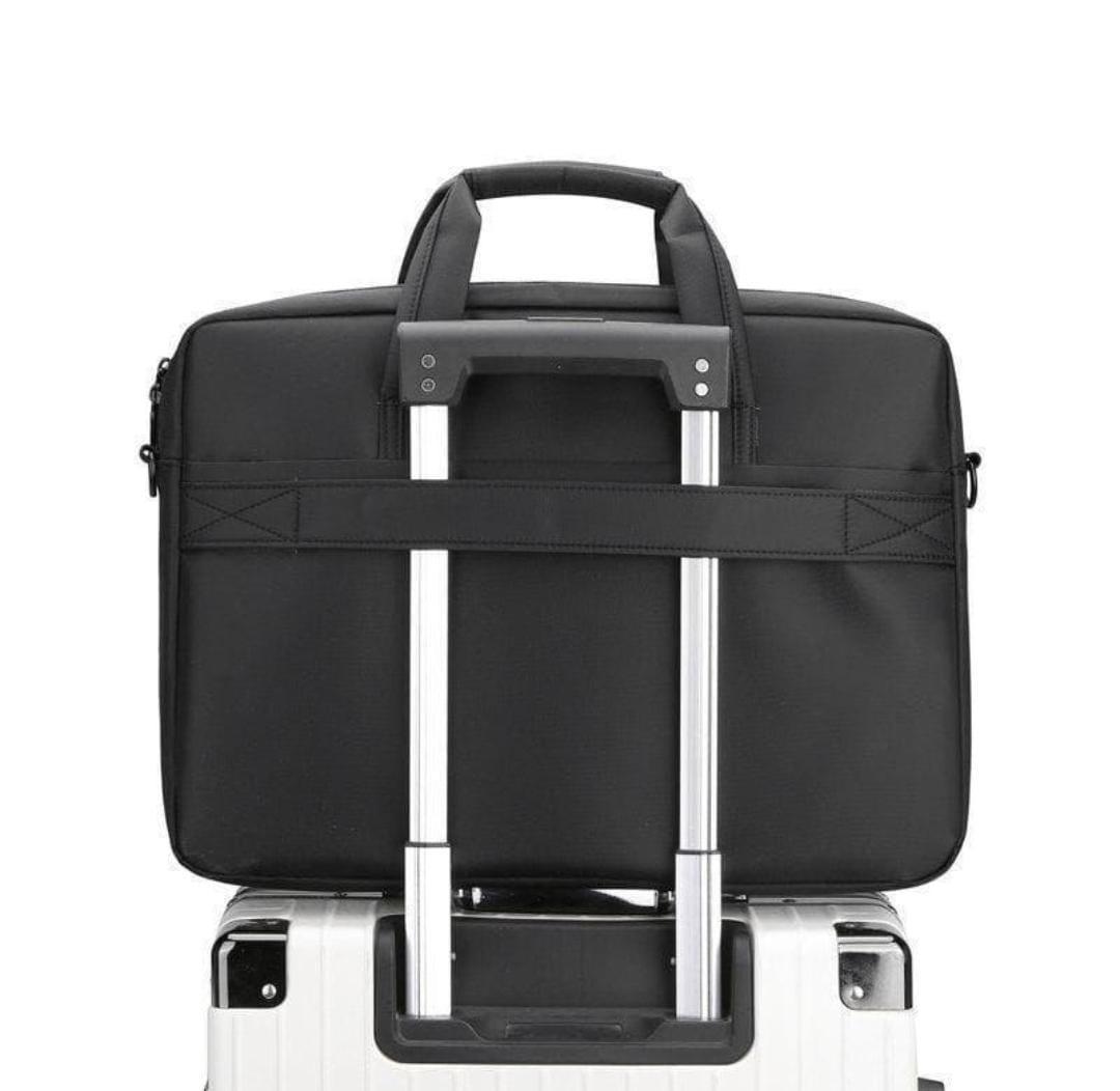Premium 17-Inch Oxford Fabric Laptop Bag ? Spacious Plain Black Waterproof Office Messenger Briefcase
