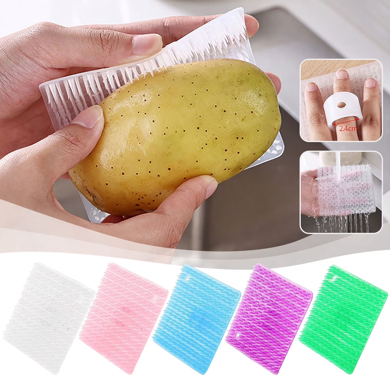 Silicone Fruit And Vegetable Cleaning Brush With Handle Flexible Kitchen Cleaning Tool For Potatoes Carrots Corn | Random Color