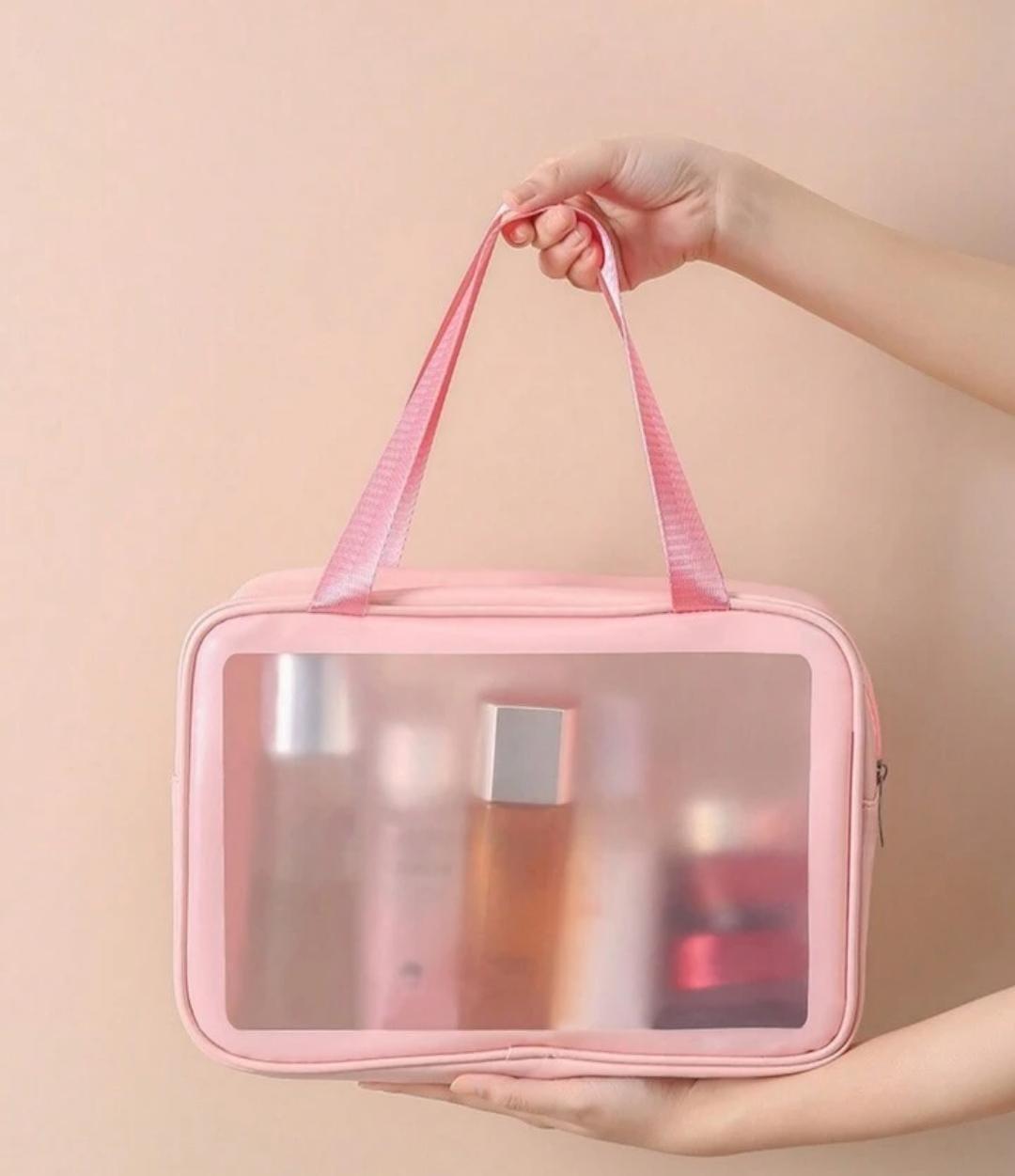 Premium PVC Waterproof Washbag ? Portable Clear Toiletry & Makeup Kit Organizer Bag with Top Handle